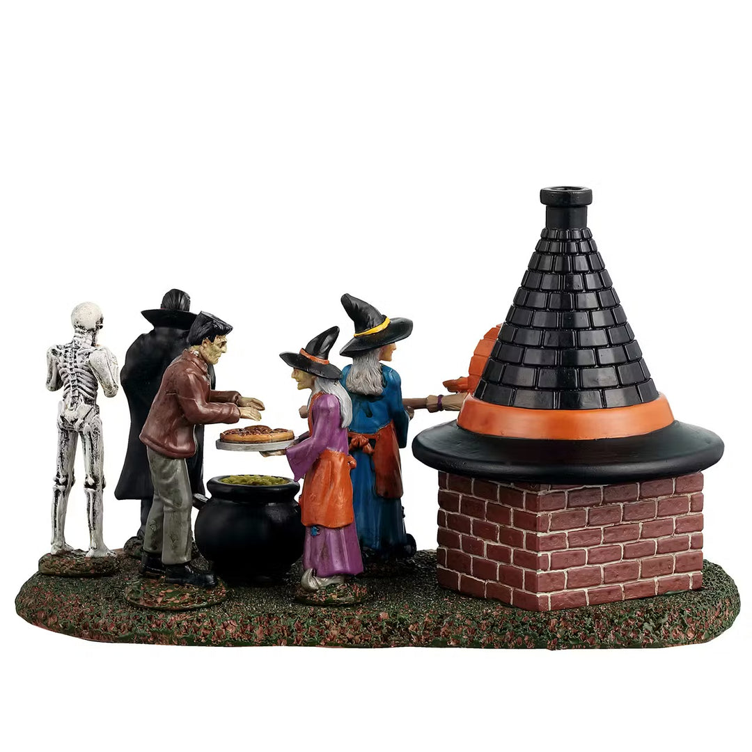 Lemax Spooky Town Halloween Village Accessory: Zelda's Black Hat Pizzeria sparkle-castle