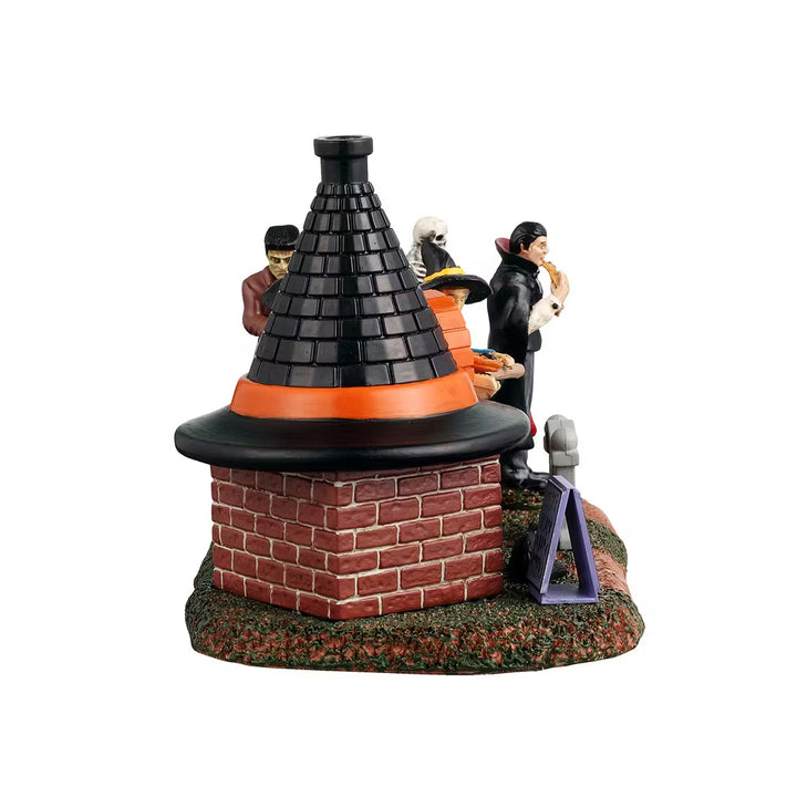 Lemax Spooky Town Halloween Village Accessory: Zelda's Black Hat Pizzeria sparkle-castle