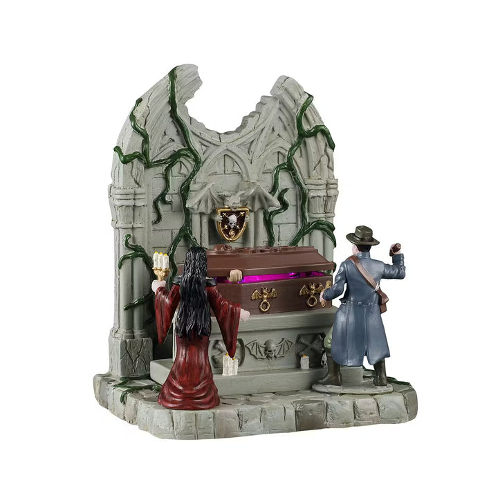 Lemax Spooky Town Halloween Village Accessory: Lighted Coffin sparkle-castle