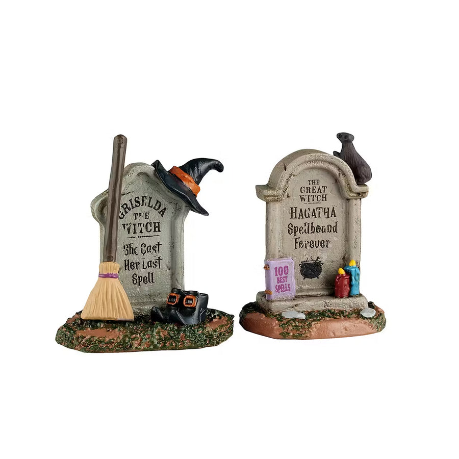 Lemax Spooky Town Halloween Village Accessory: Witch Tombstones, Set of 2 sparkle-castle