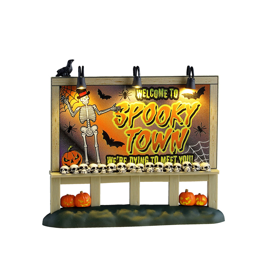 Lemax Spooky Town Halloween Village Accessory: Welcome To Spooky Town Sign sparkle-castle