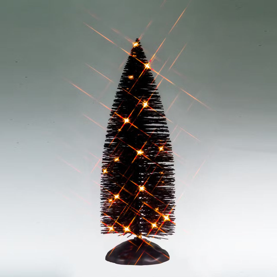 Lemax Spooky Town Halloween Village Accessory: Black Bristle Tree With Orange Lights sparkle-castle