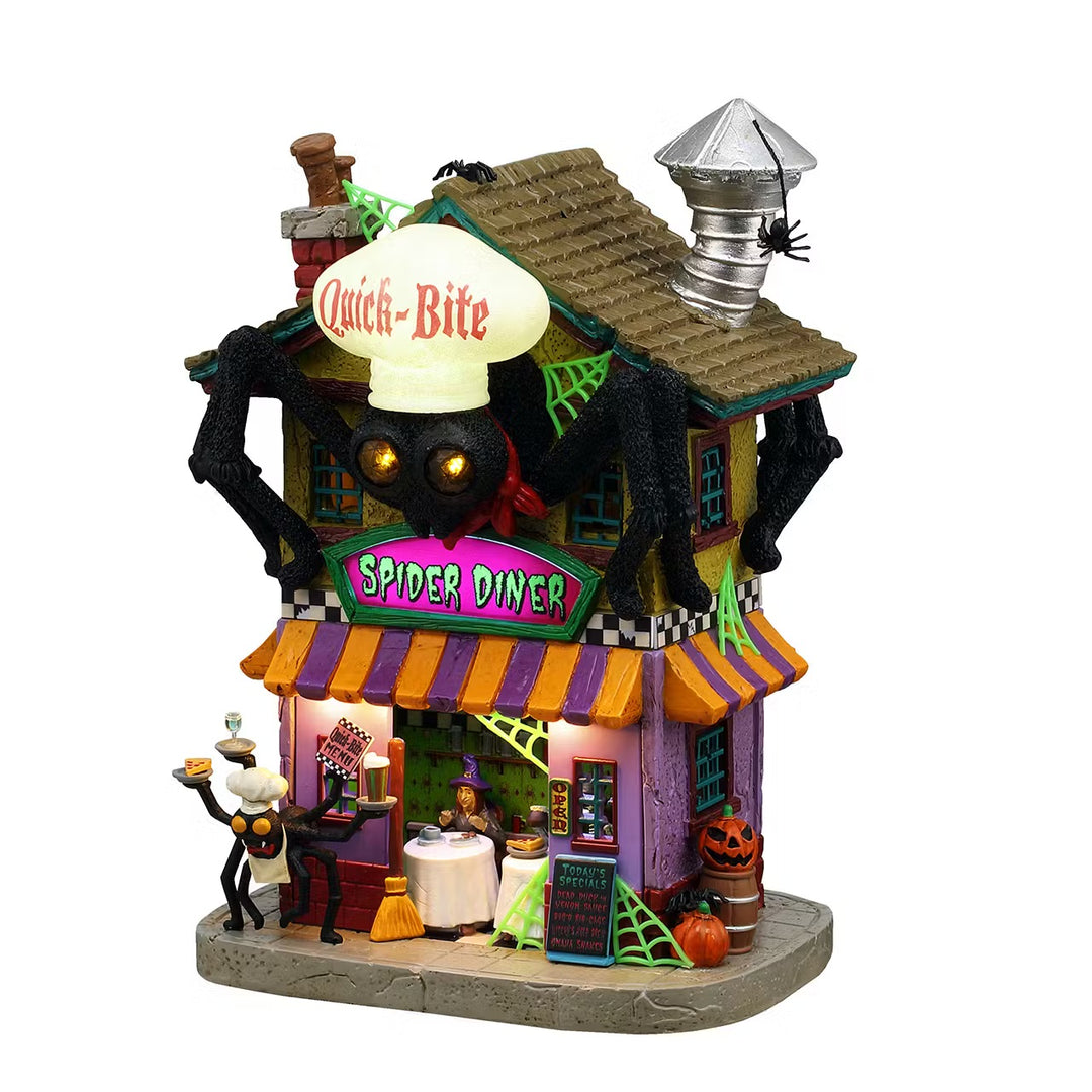 Lemax Spooky Town Halloween Village: Quick-Bite Spider Diner sparkle-castle