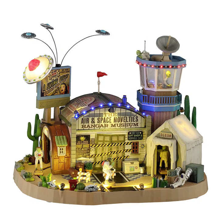 Lemax Spooky Town Halloween Village: The Air & Space Novelties Hangar Museum sparkle-castle