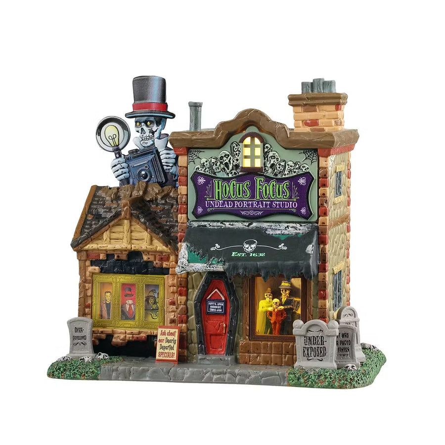 Lemax Spooky Town Halloween Village: Hocus Focus Undead Portrait Studio sparkle-castle