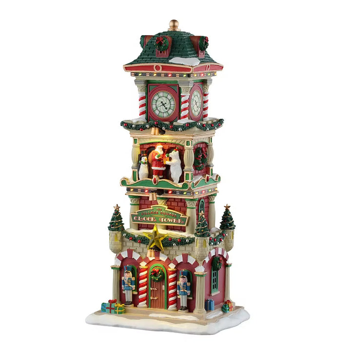 Lemax Santa's Wonderland Village: The Village Square Clock Tower sparkle-castle