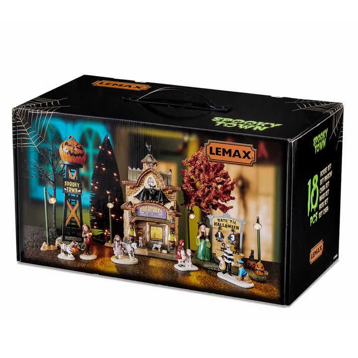 Lemax Spooky Town Halloween Village: Creatures Of The Night Pet Shop Set sparkle-castle