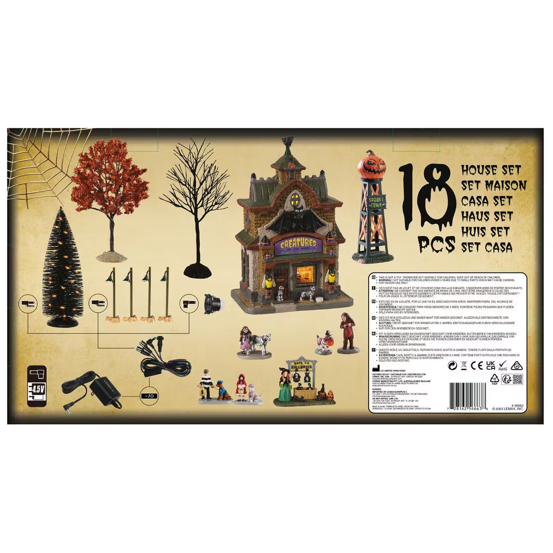 Lemax Spooky Town Halloween Village: Creatures Of The Night Pet Shop Set sparkle-castle