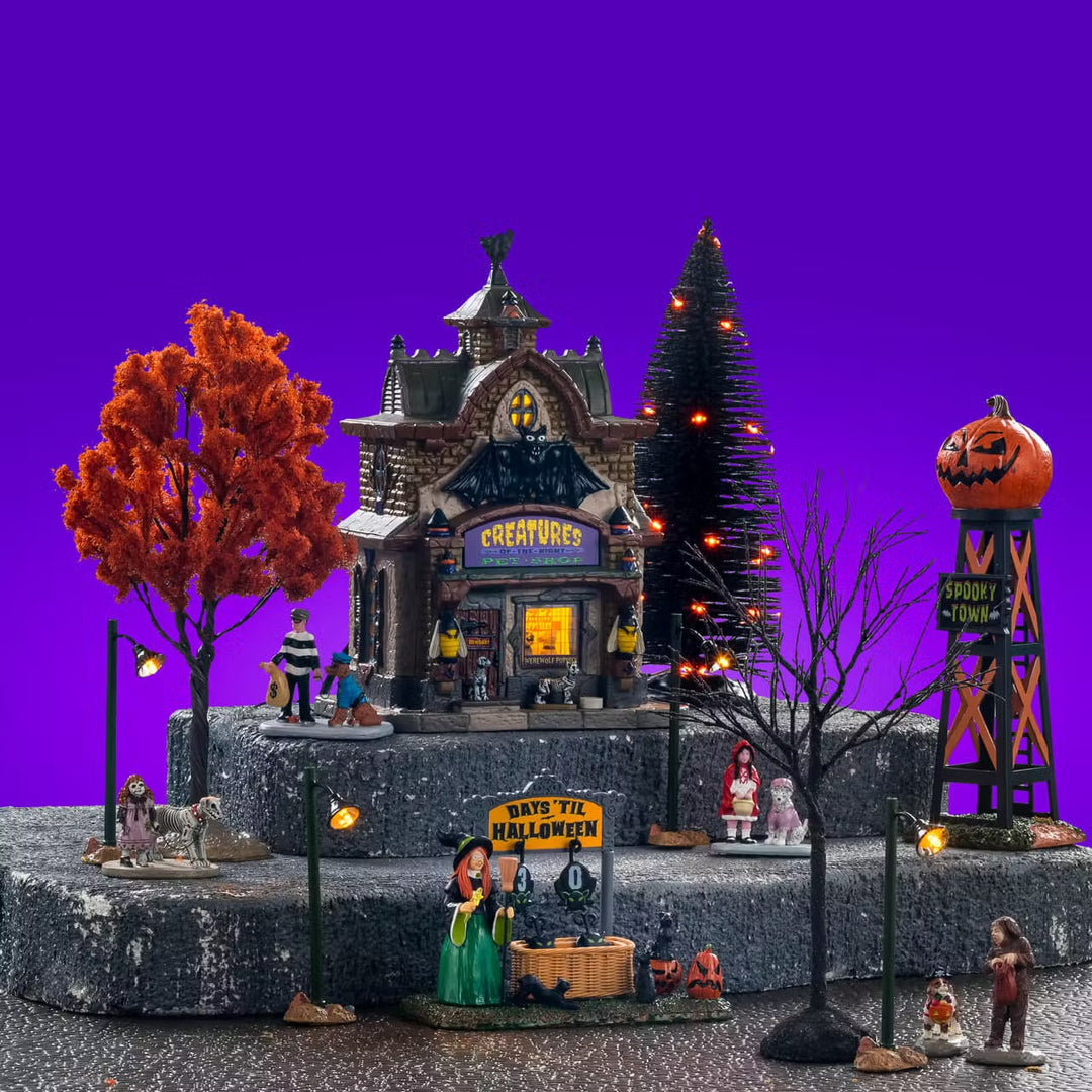 Lemax Spooky Town Halloween Village: Creatures Of The Night Pet Shop Set sparkle-castle