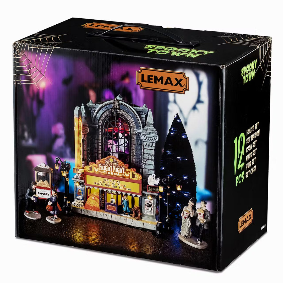 Lemax Spooky Town Halloween Village: Fright Night Cinema Set sparkle-castle