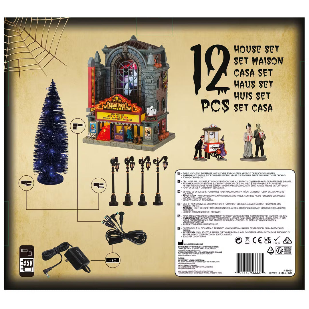 Lemax Spooky Town Halloween Village: Fright Night Cinema Set sparkle-castle