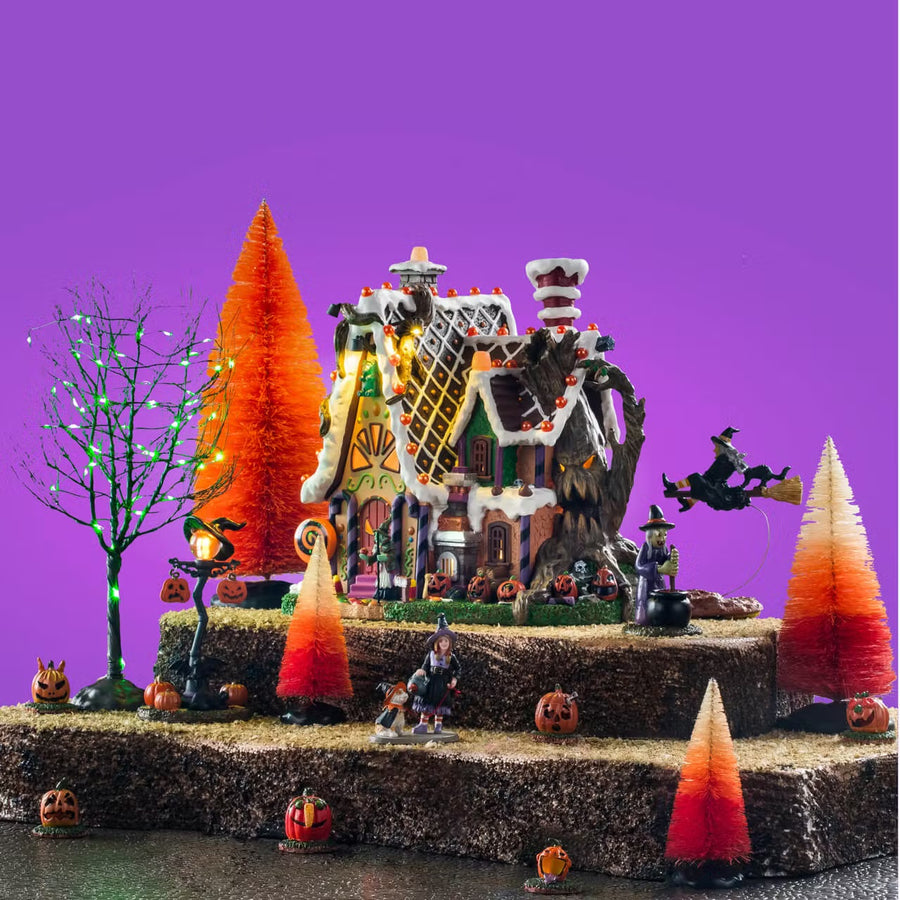 Lemax Spooky Town Halloween Village: The Candy Witch Cottage Set sparkle-castle