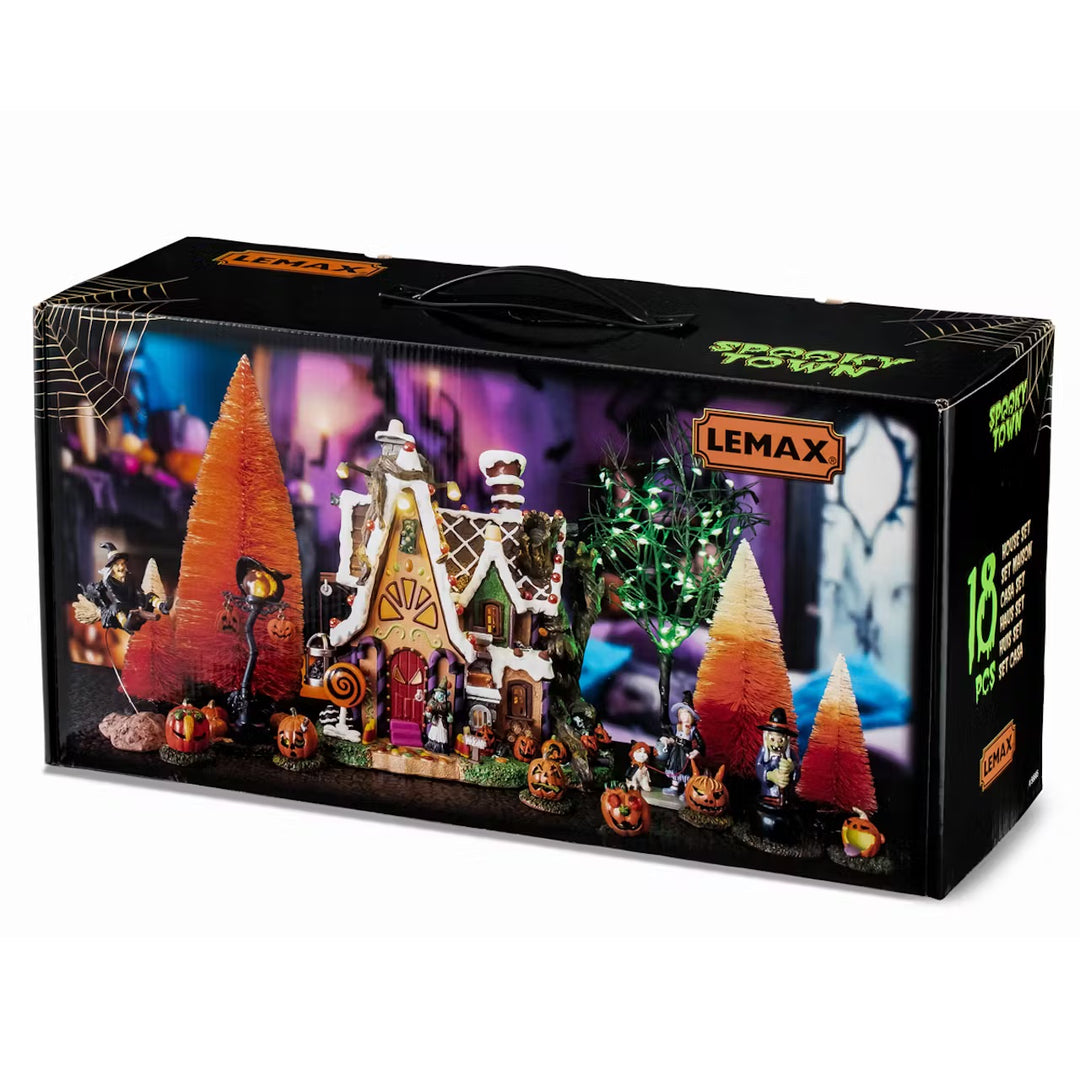 Lemax Spooky Town Halloween Village: The Candy Witch Cottage Set sparkle-castle