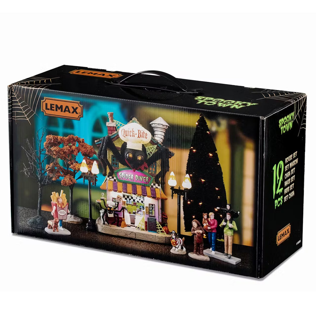 Lemax Spooky Town Halloween Village: Quick-Bite Spider Diner Set sparkle-castle