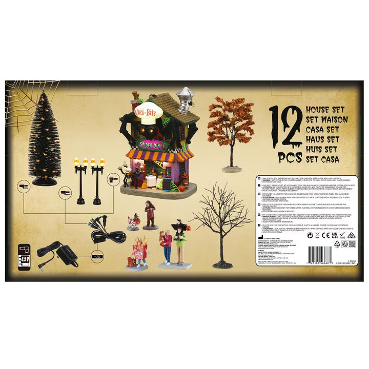 Lemax Spooky Town Halloween Village: Quick-Bite Spider Diner Set sparkle-castle