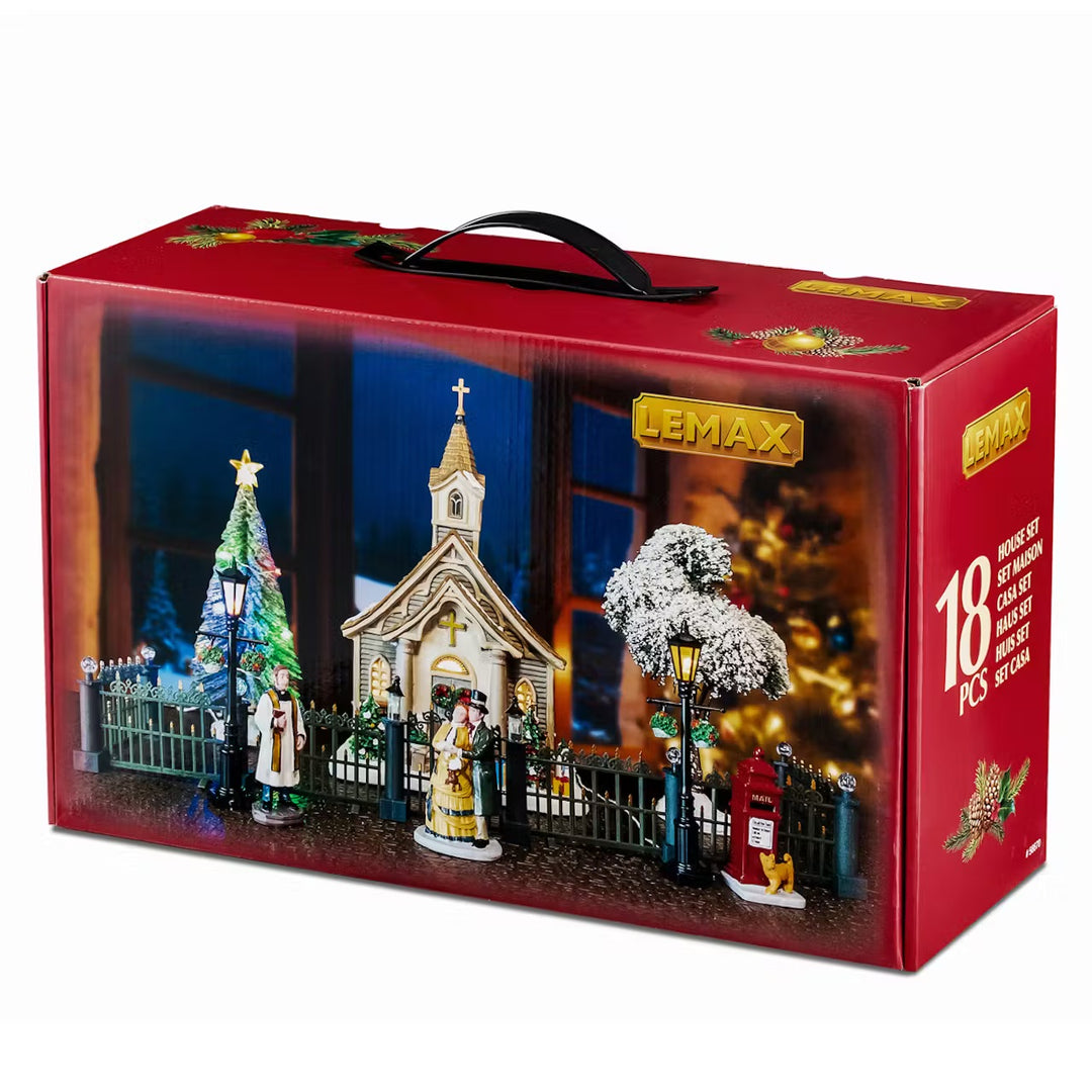 Lemax Caddington Village: Small Town Church Set sparkle-castle