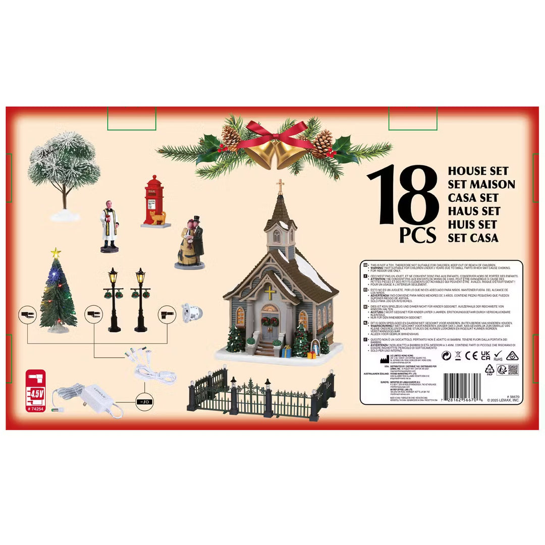 Lemax Caddington Village: Small Town Church Set sparkle-castle