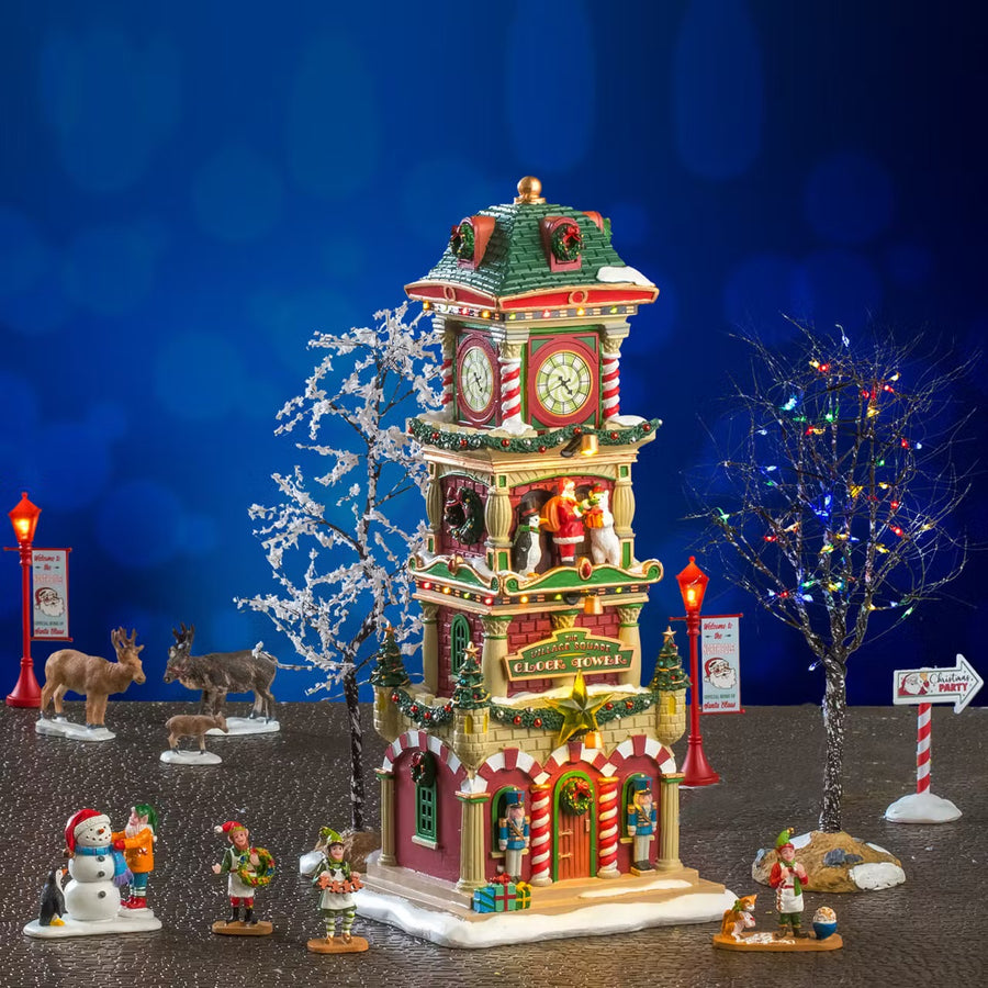 Lemax Santa's Wonderland Village: The Village Square Clock Tower Set sparkle-castle