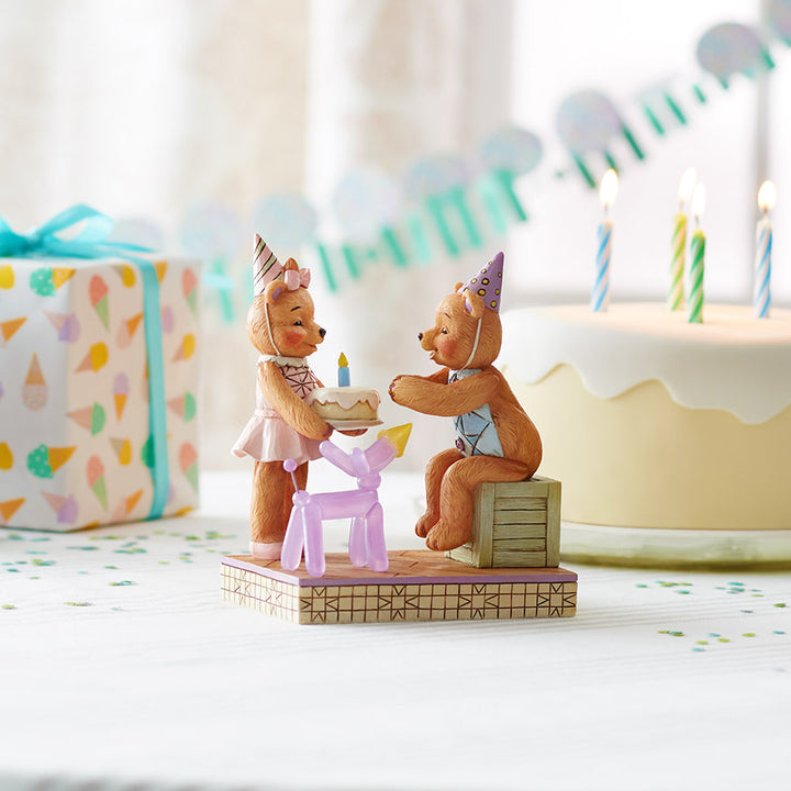 Jim Shore Button & Squeaky: Pinky & Button with Birthday Cake Figurine sparkle-castle