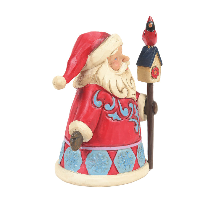 Jim Shore Heartwood Creek: Mini Santa With Cardinal & Birdhouse Figurine sparkle-castle