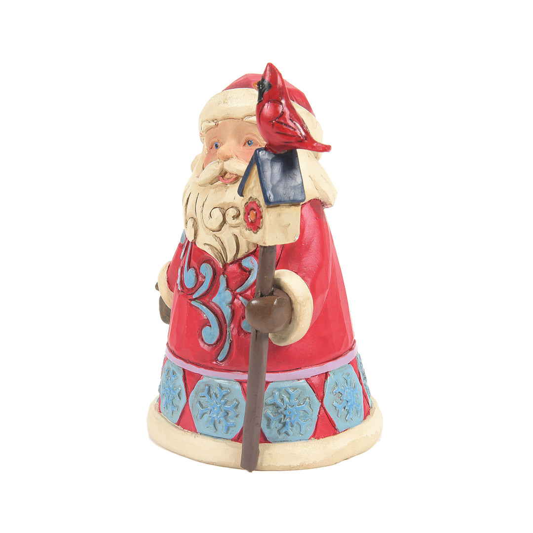 Jim Shore Heartwood Creek: Mini Santa With Cardinal & Birdhouse Figurine sparkle-castle