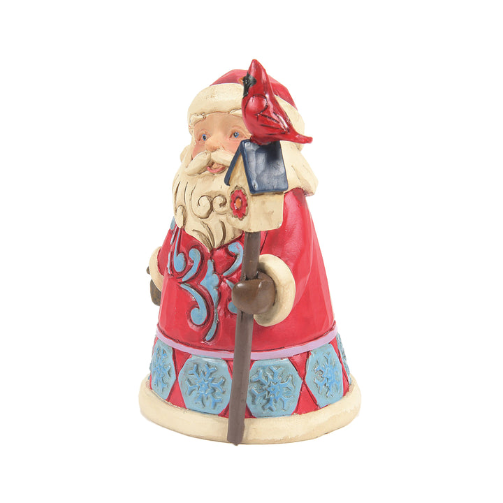 Jim Shore Heartwood Creek: Mini Santa With Cardinal & Birdhouse Figurine sparkle-castle