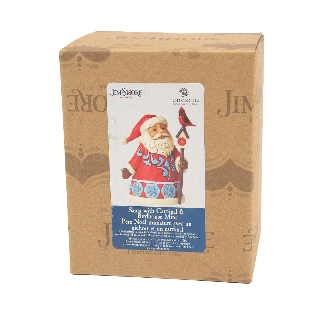 Jim Shore Heartwood Creek: Mini Santa With Cardinal & Birdhouse Figurine sparkle-castle