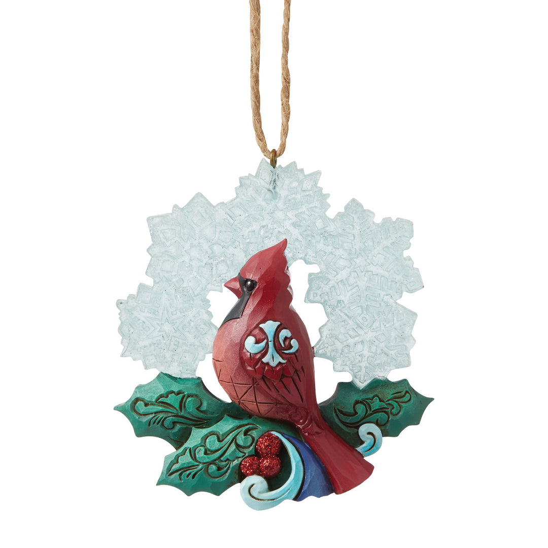 Jim Shore Heartwood Creek: Winter Wonderland Cardinal Snowflake Hanging Ornament sparkle-castle