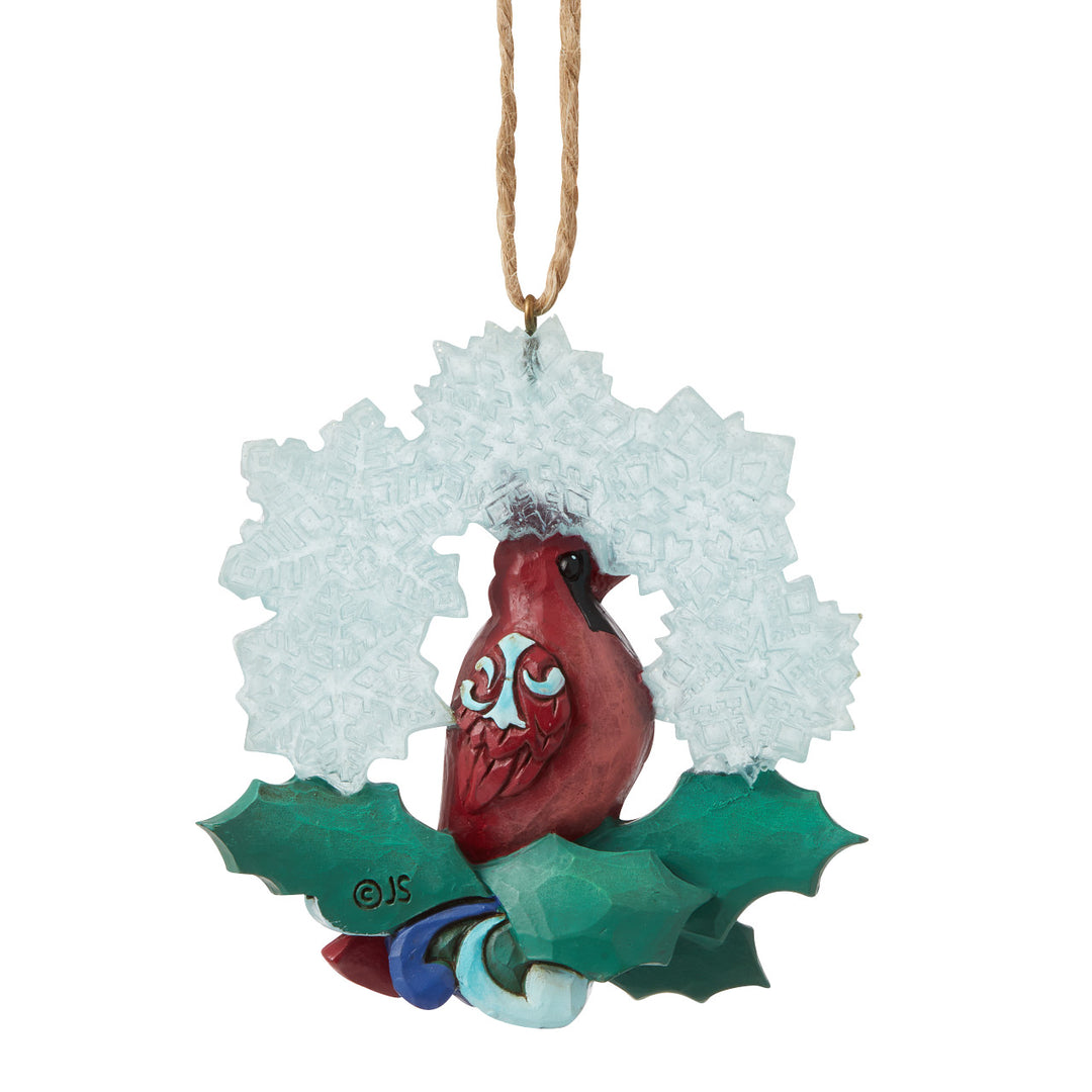 Jim Shore Heartwood Creek: Winter Wonderland Cardinal Snowflake Hanging Ornament sparkle-castle