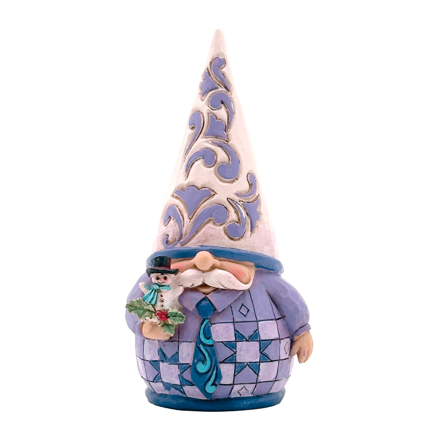 Jim Shore Heartwood Creek: Purple Gnome Holding Snowman Figurine sparkle-castle