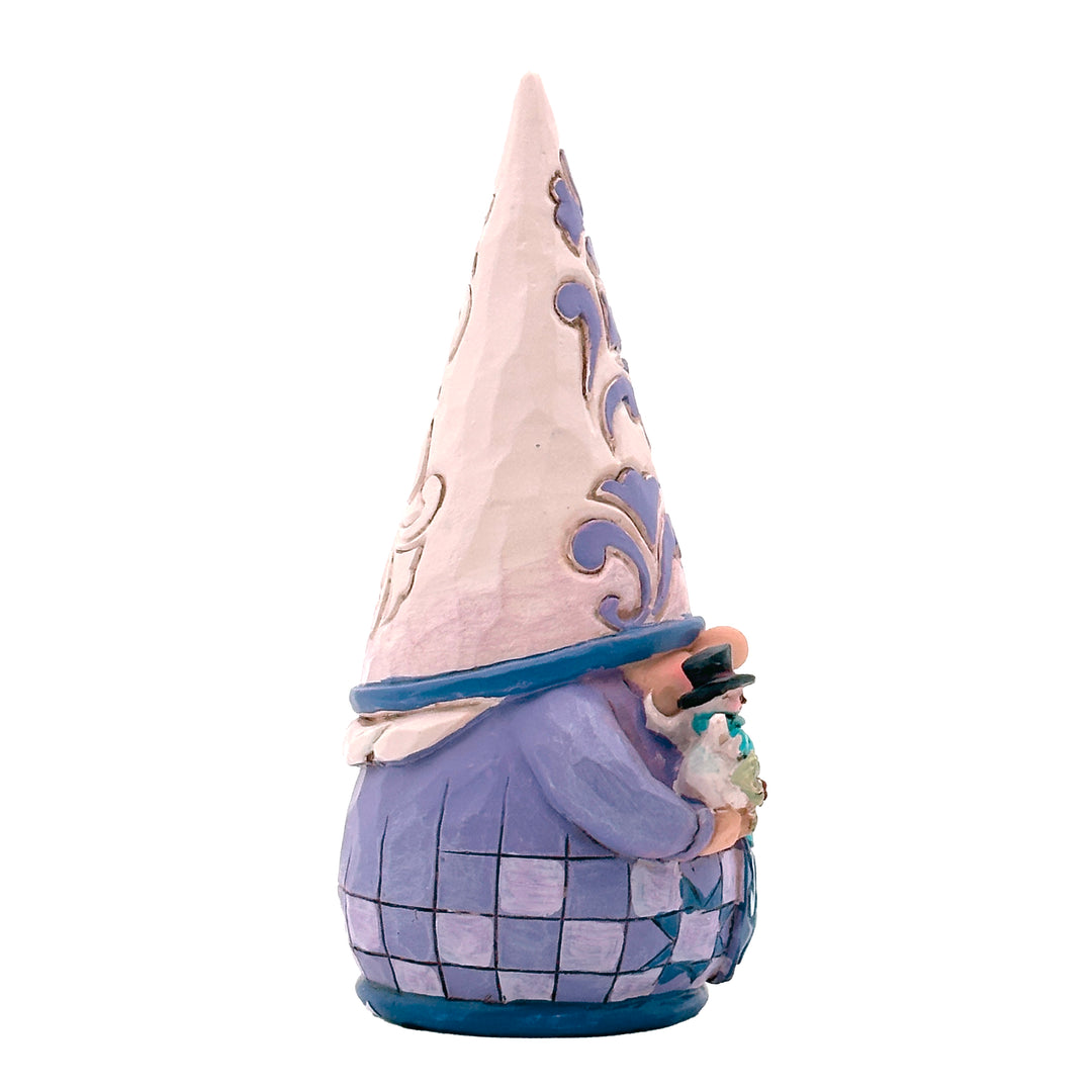 Jim Shore Heartwood Creek: Purple Gnome Holding Snowman Figurine sparkle-castle