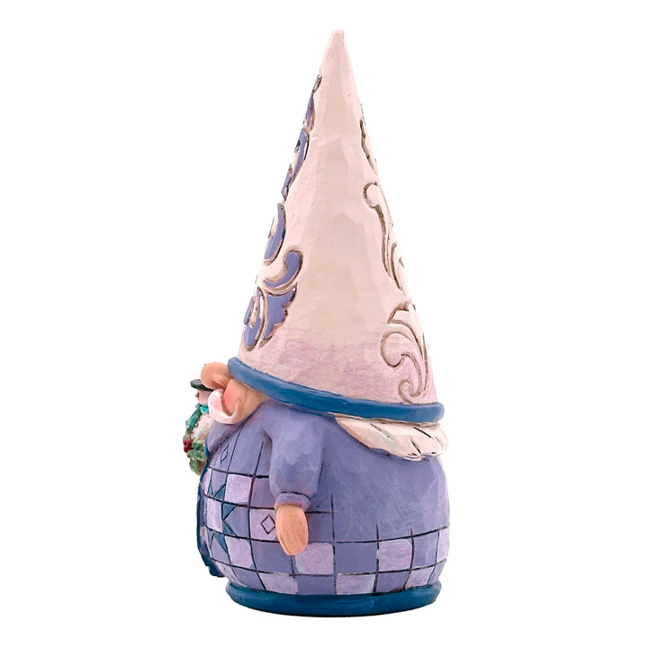 Jim Shore Heartwood Creek: Purple Gnome Holding Snowman Figurine sparkle-castle