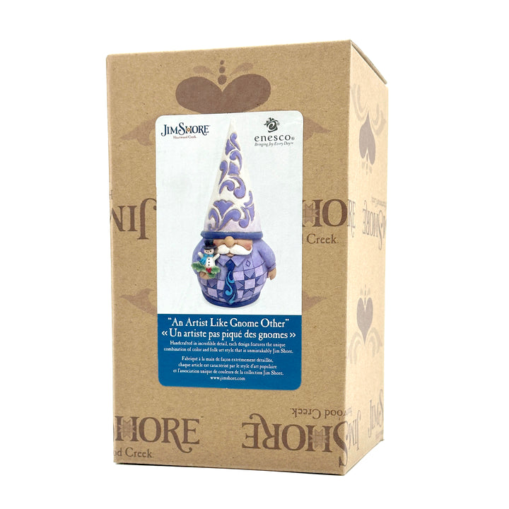Jim Shore Heartwood Creek: Purple Gnome Holding Snowman Figurine sparkle-castle