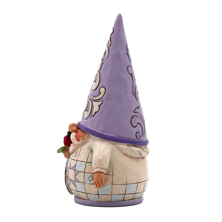 Jim Shore Heartwood Creek: Purple Gnome Holding Cardinal Figurine sparkle-castle