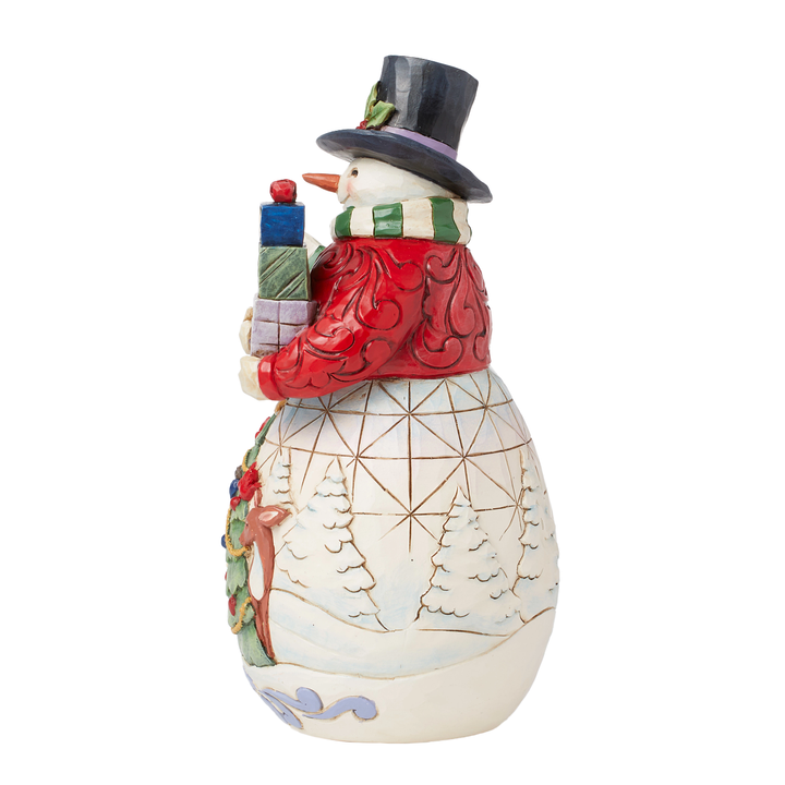 Jim Shore Heartwood Creek: Snowman with Arms Full Gifts Figurine sparkle-castle