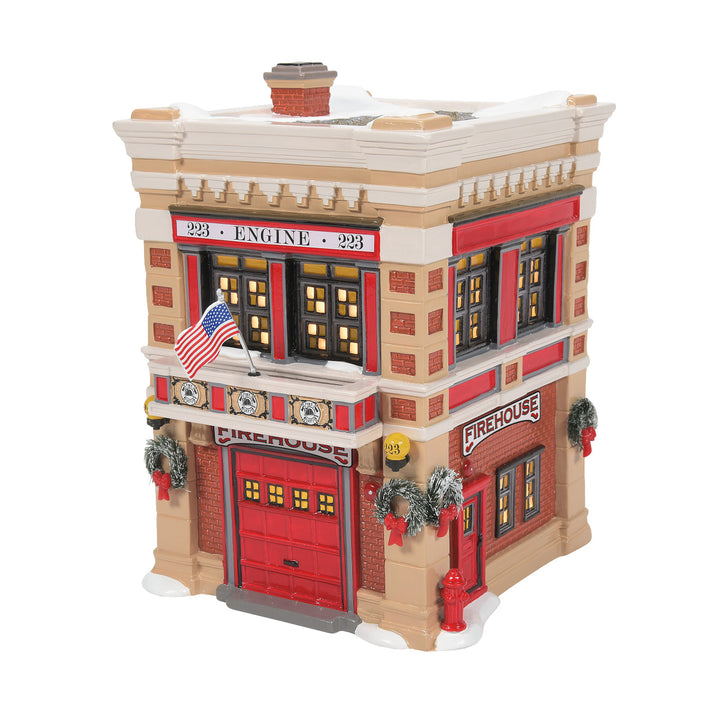 Department 56 Original Snow Village: Engine 223 Fire House sparkle-castle