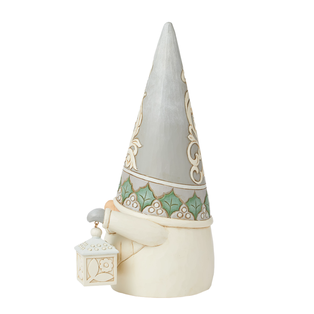 Jim Shore Heartwood Creek: White Woodland Gnome with Lantern Figurine sparkle-castle