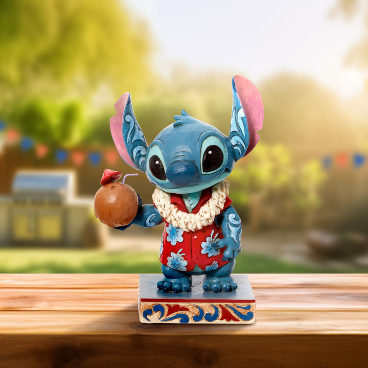Jim Shore Disney Traditions: Stitch in Hawaiian Shirt with Coconut Figurine sparkle-castle