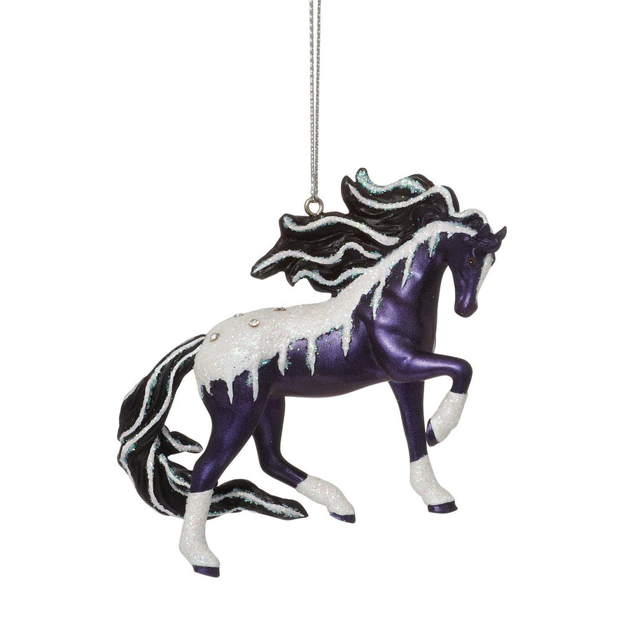Trail of Painted Ponies: Frosted Black Magic Hanging Ornament sparkle-castle