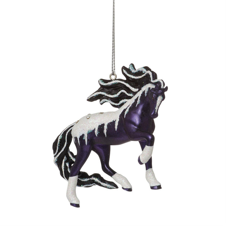 Trail of Painted Ponies: Frosted Black Magic Hanging Ornament sparkle-castle