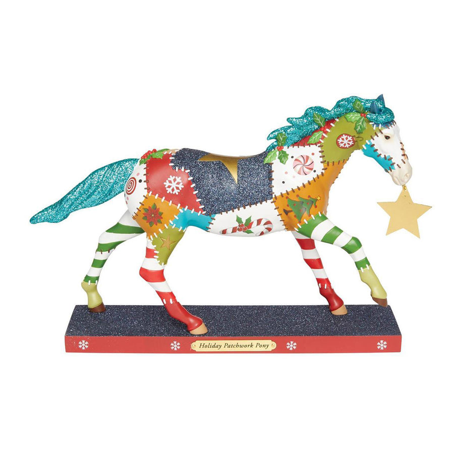 Trail of Painted Ponies: Holiday Patchwork Pony Figurine sparkle-castle