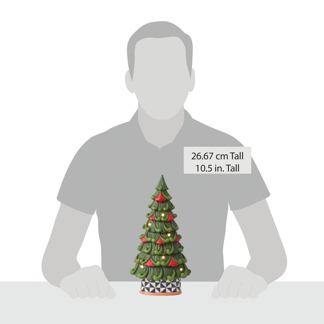 Jim Shore Heartwood Creek: Light Up Tree with Windmill Pattern Base Figurine sparkle-castle