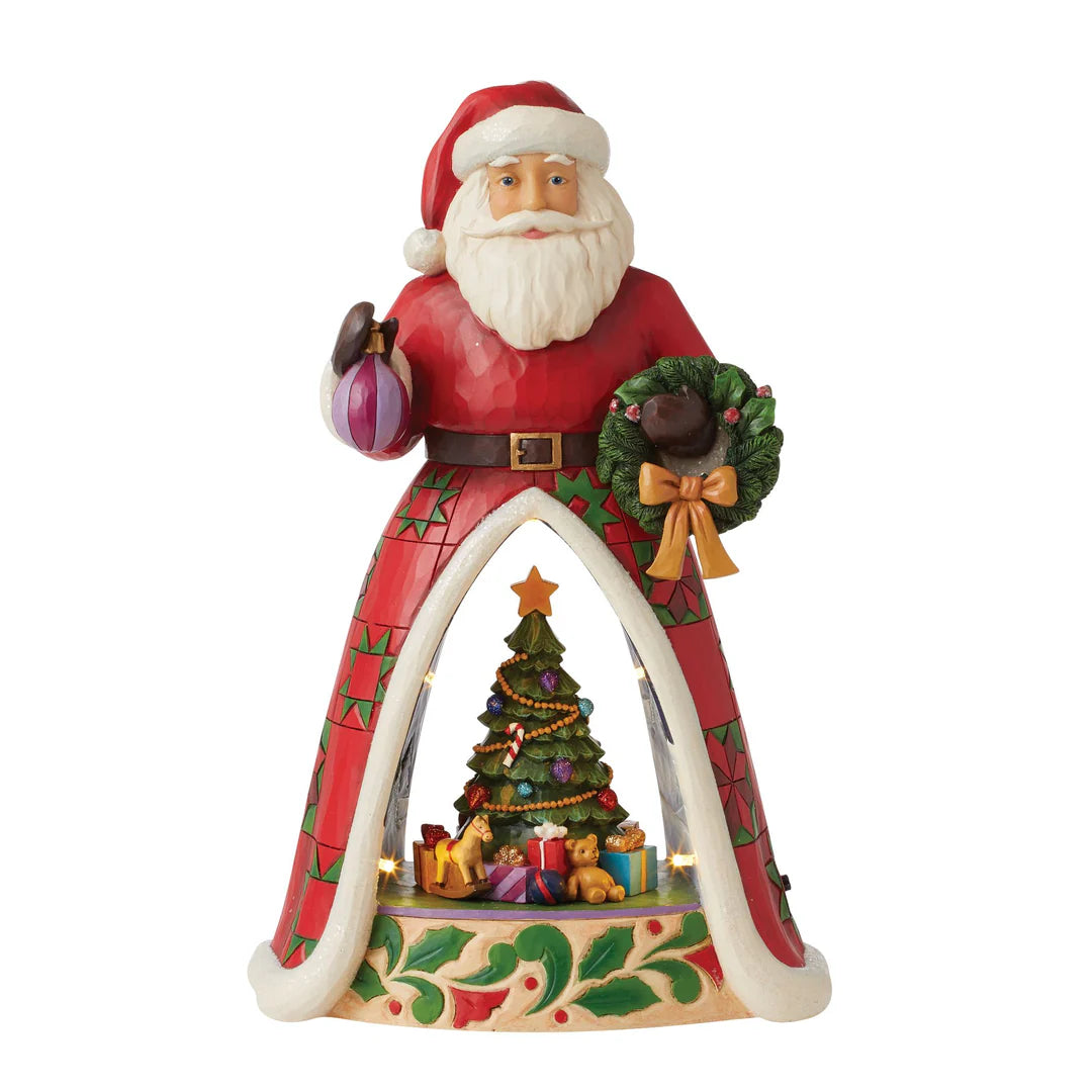 Jim Shore Heartwood Creek: Santa With LED Christmas Tree Scene Figurine sparkle-castle