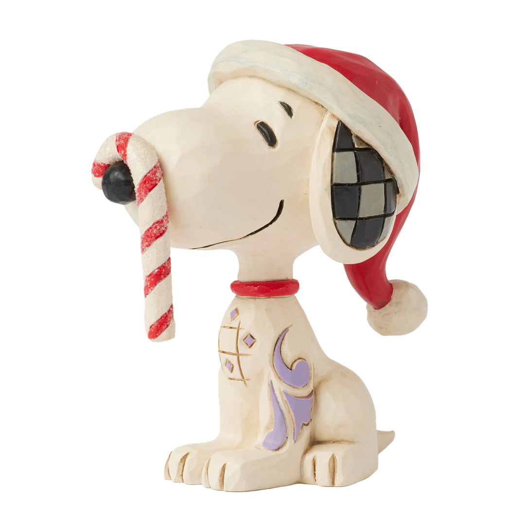 Jim Shore Peanuts: Snoopy with Candy Cane Miniature Figurine sparkle-castle