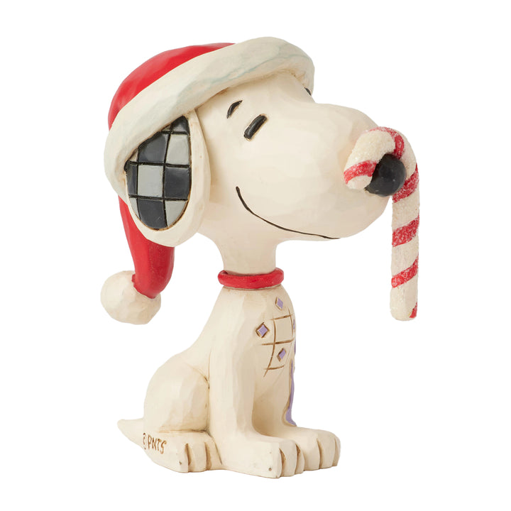 Jim Shore Peanuts: Snoopy with Candy Cane Miniature Figurine sparkle-castle