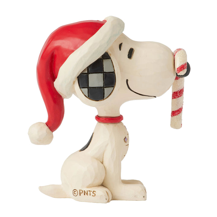 Jim Shore Peanuts: Snoopy with Candy Cane Miniature Figurine sparkle-castle