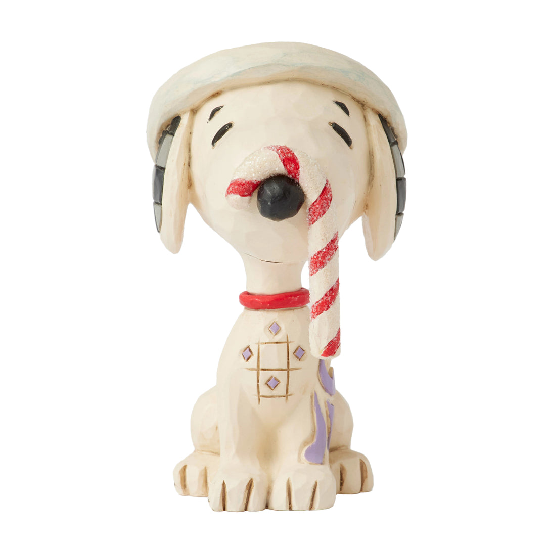 Jim Shore Peanuts: Snoopy with Candy Cane Miniature Figurine sparkle-castle