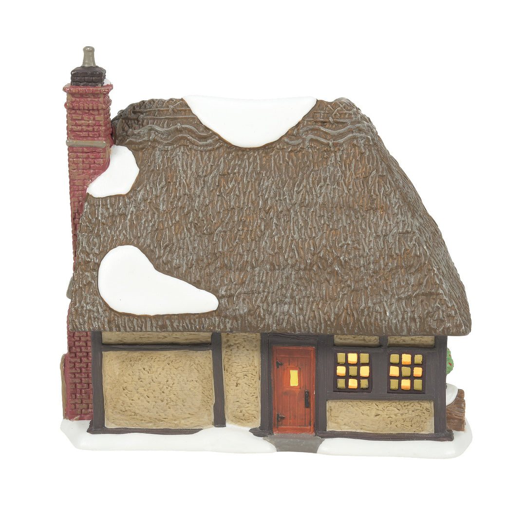 Department 56 Dickens Snow Village: Master Thatcher's Cottage sparkle-castle