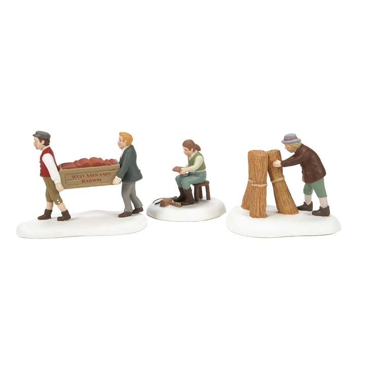 Department 56 Dickens Snow Village Accessory: Harvesting Progress, Set of 3 sparkle-castle