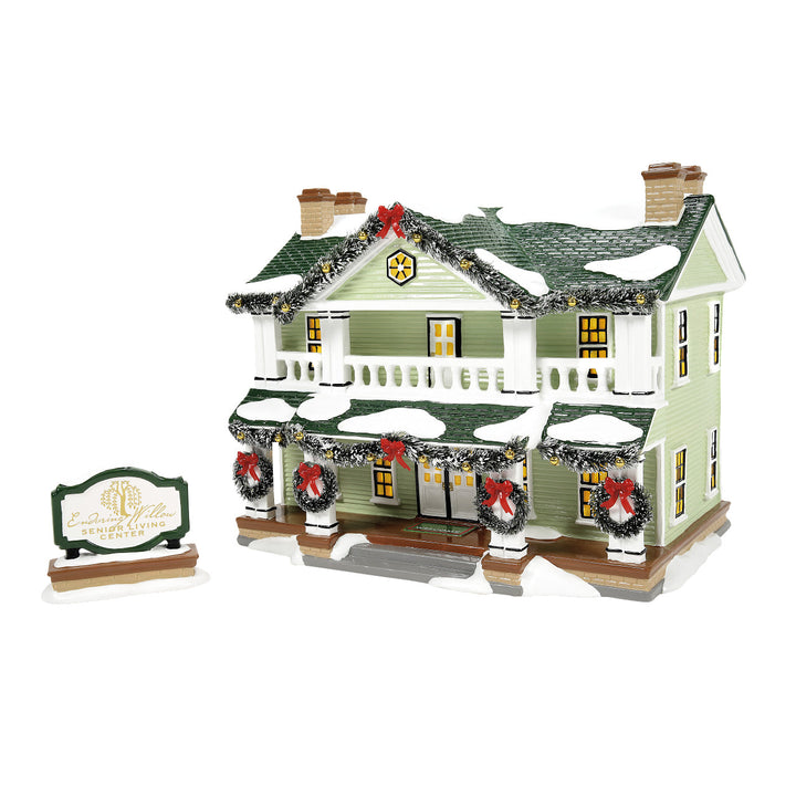 Department 56 Original Snow Village: Enduring Willow Senior Center, Set of 2 sparkle-castle